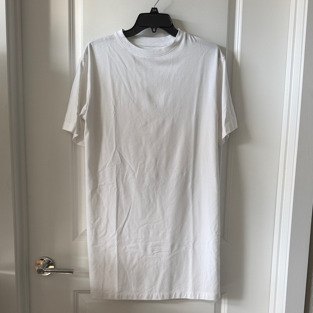Women's White Short Sleeve Oversized T-shirt Dress